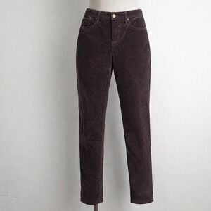Garnet Hill Women's Size 4 Organic Cotton Corduroy Straight Leg Pants Grey FT22